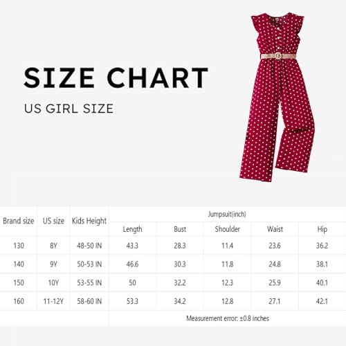 Wholesale Girls' Jumpsuit, Ruffle Edge Sleeveless Polka Dot Jumpsuit, Button-up Top and One-piece Pants Set 8-12 Years