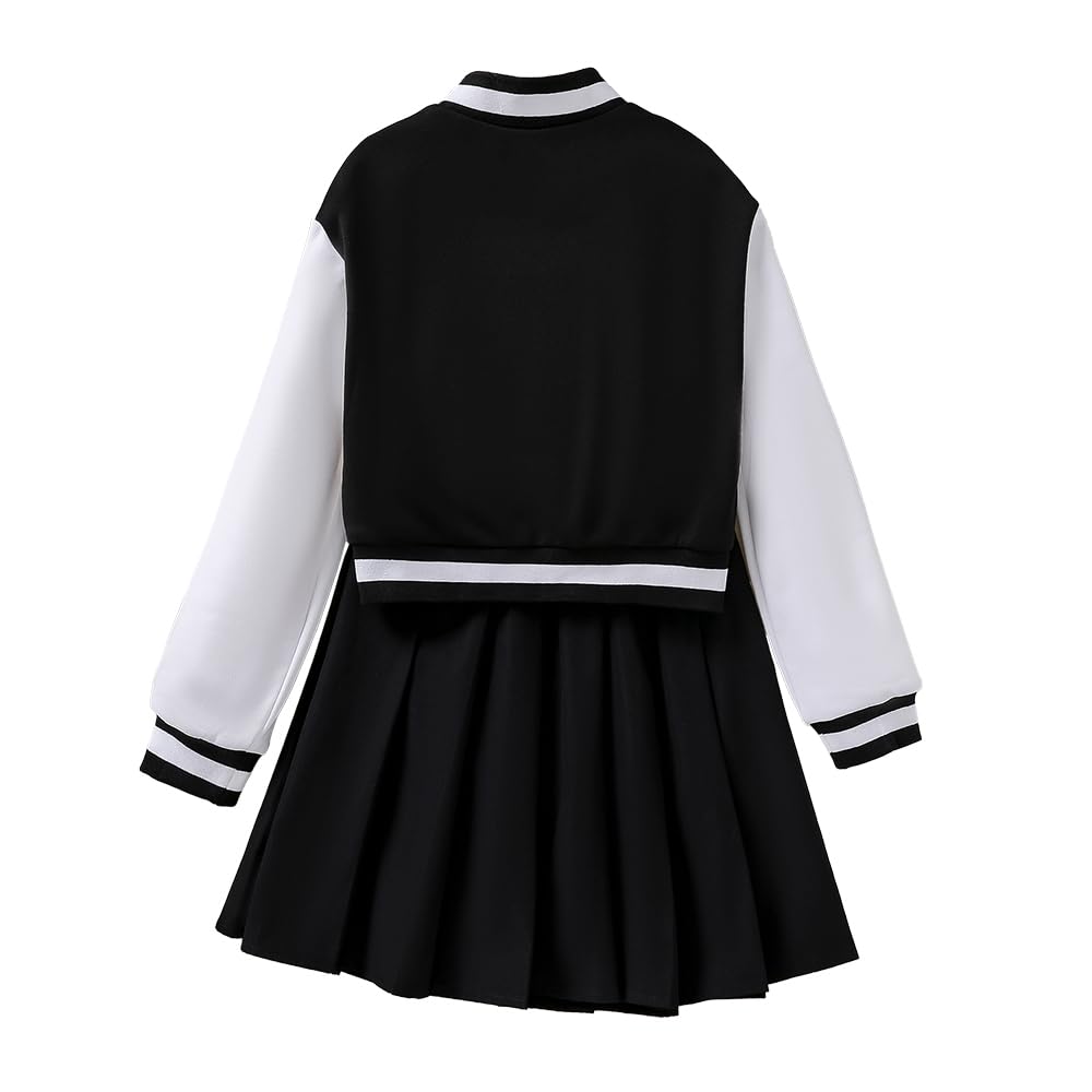 Wholesale Girls 2 Piece Outfit Charming Letter B Print Jacket & Pleated Skirt Set, Casual Preppy Style Skirt set 8-10 Years