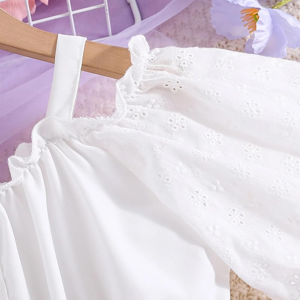 Wholesale Girl's Casual Dress with White Lace Sleeves Off-The-Shoulder Top Pink Pleated Long Dress for 8-12Y