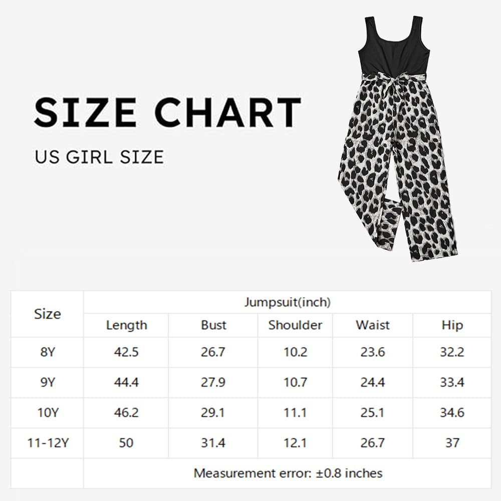 Wholesale Girls Jumpsuits Casual Summer Dressy Romper Sleeveless Wide Leg Long Leopard Pants Outfits Travel Clothes 8-12 Years