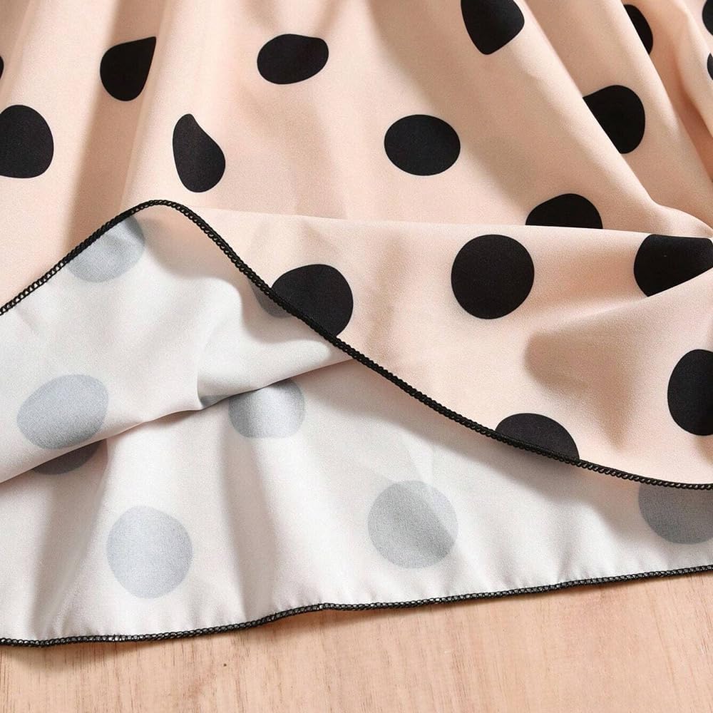 Wholesale Girls' Summer Short Sleeved Dress, Polka dot Print Dress, Black Dress for 8-12 Years