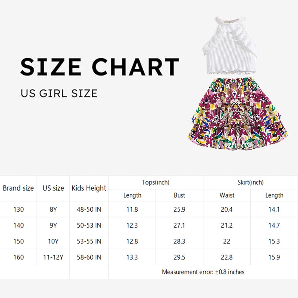 Wholesale Girls' Dress, Sleeveless Lace White Top Printed Cake Skirt Small Skirt Girls Big Kids Two-piece Set 8-12 Years