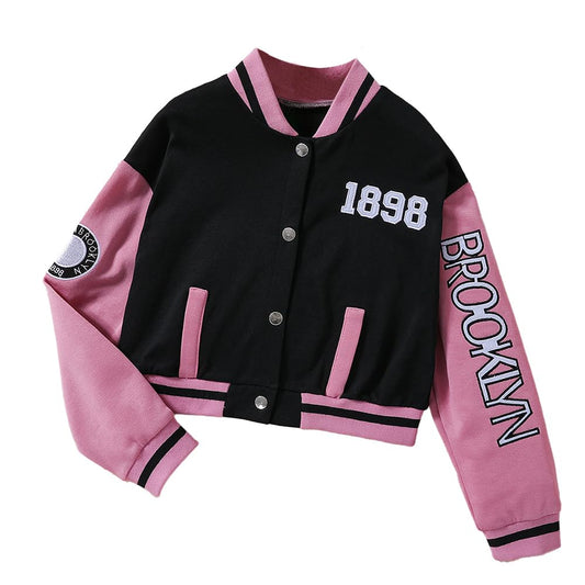 Wholesale Girls Boys Varsity College Jacket Baseball Jacket Vintage Sweatshirt Casual Unisex Streetwear Coats 10-12 Years