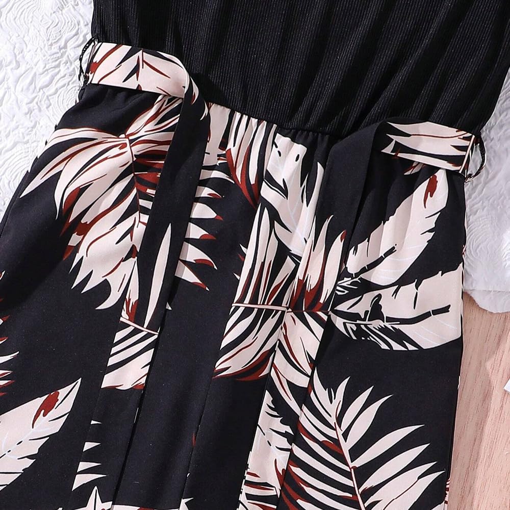 Wholesale Girls Black Casual Jumpsuit Set Sleeveless Crop Top and Wide Leg Pants One Piece Summer Outfits 7-13 Years