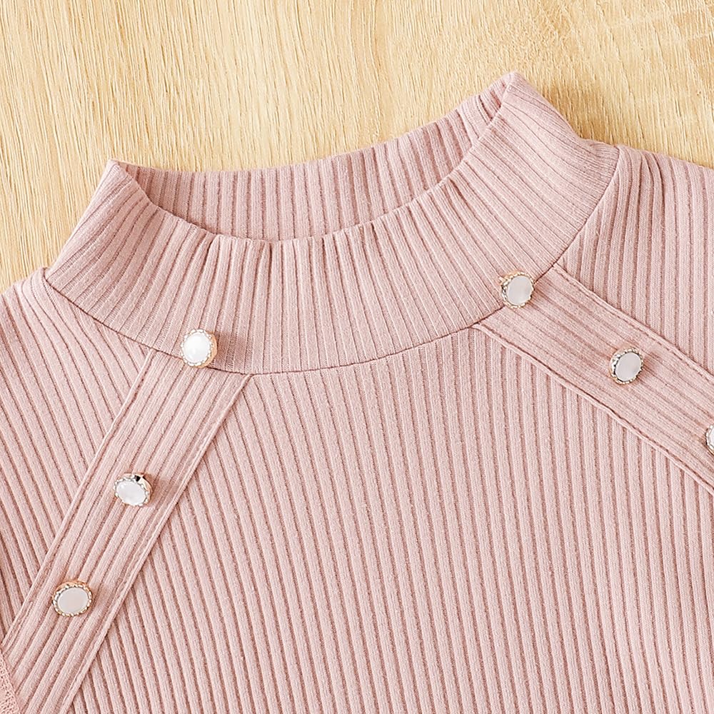 Wholesale Girls Puff Long Sleeve Shirt with Polka Dots Kids Girls Pullover Shirts Cute Mock Neck Girls Top for 8-12 Years