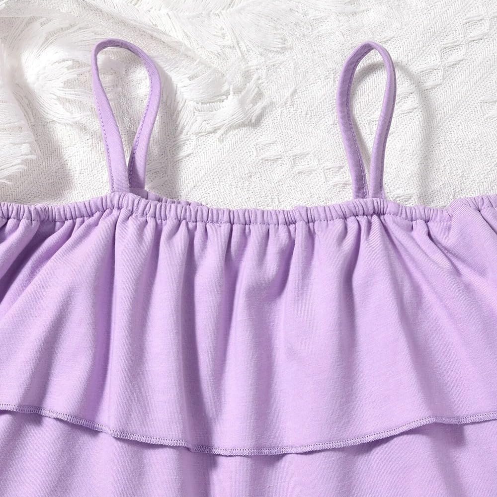 Wholesale Girl's 2 Pieces Outfits one-shoulder suspender purple Layered Crop Top and butterfly print skirt set 8-12 Years