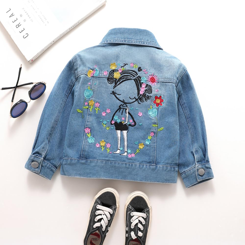 Wholesale Girls denim Stretch Jackets Long Sleeve Jean Jacket Coats Button Up Vintage Jacket 2-8 Years