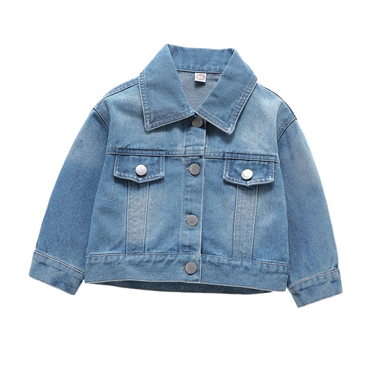 Wholesale Girls denim Stretch Jackets Long Sleeve Jean Jacket Coats Button Up Vintage Jacket 2-8 Years