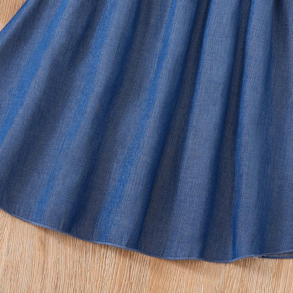 Wholesale Girl's Summer Dress Blue Sleeveless Skirt Casual Dress, Pleated Dress, Denim Skirt 8-12 Years